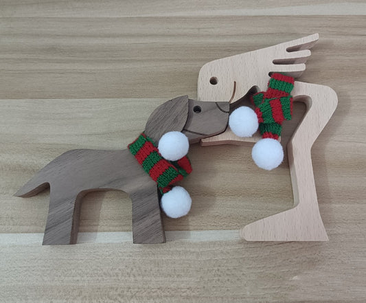 Christmas Wooden Puppy Family Creative Decorative Ornaments