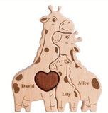 Cross-border Custom DIY Solid Wood Cute Bear Family Puzzle Wooden Engraved Surname Name Memorial Ornament